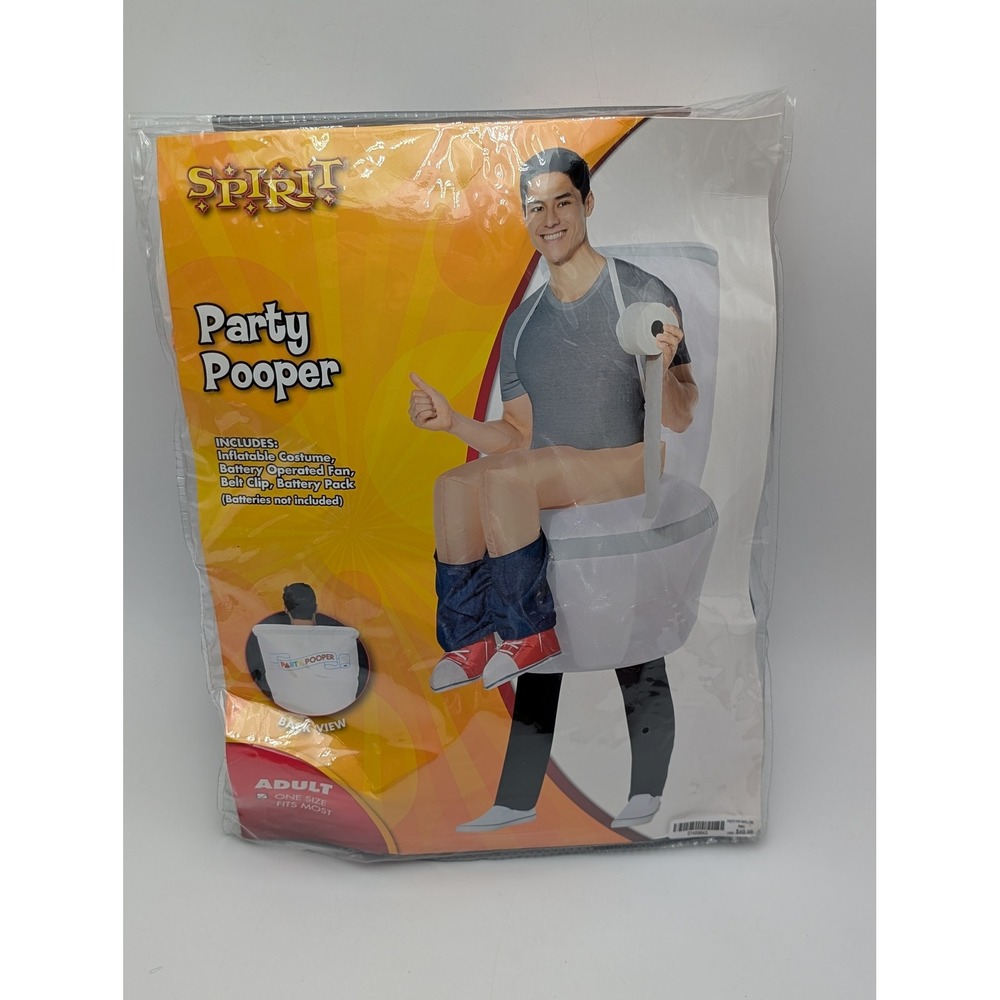 Spirit Inflatable Costume Men OSFM White Party Pooper Toilet Humor Funny Blow Up
